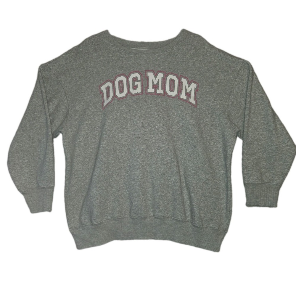 Dog Mom Crewneck Sweatshirt 2XL Sz 20 Gray Pink Logo Plus Size Puppy Love Casual